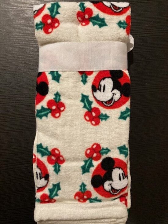 NEW Disney 2 Pack Holiday Mickey Mouse Christmas Hand Towels 100% Cotton - Picture 4 of 4
